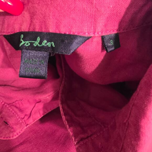 Boden Womens Linen Button Front Dress with tie Size 8 Purple workwear career - Picture 4 of 5